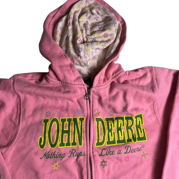 John Deere Vintage Pink Zip Up Hoodie - Picture 2 of 3